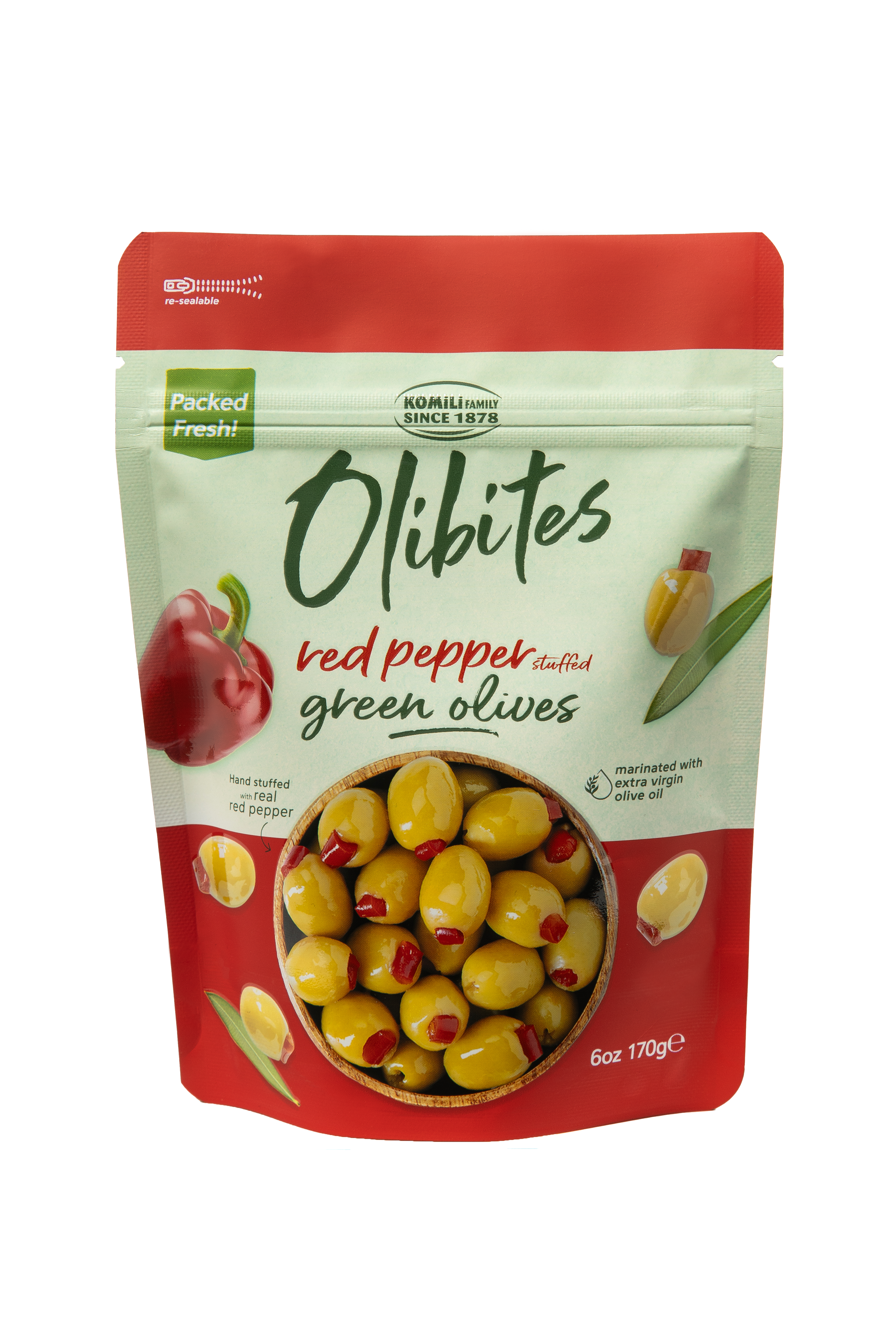 Bサ18◯●oliveページ●◯ Olibites Red Pepper Stuffed Green Olives 6oz