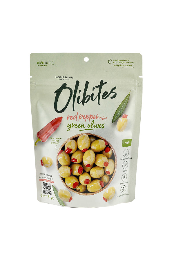 Olibites Red Pepper Stuffed Green Olives