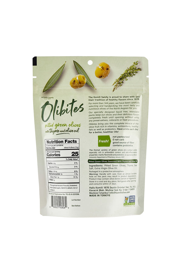 Olibites Pitted Green Olives With Thyme & Olive Oil