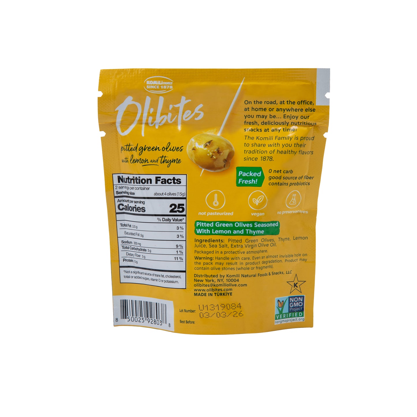 Olibites Pitted Green Olives With Lemon and Thyme