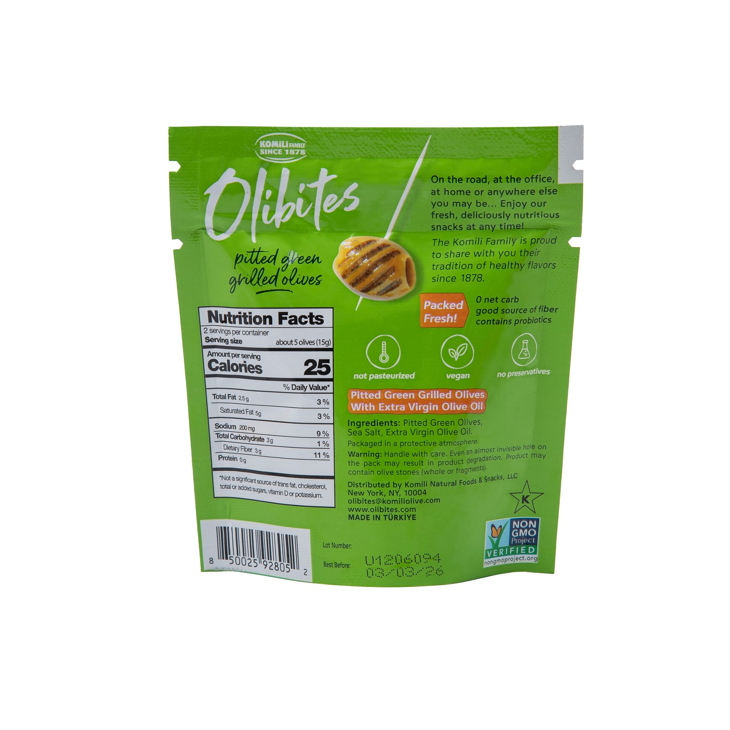 Olibites Pitted Green Grilled Olives