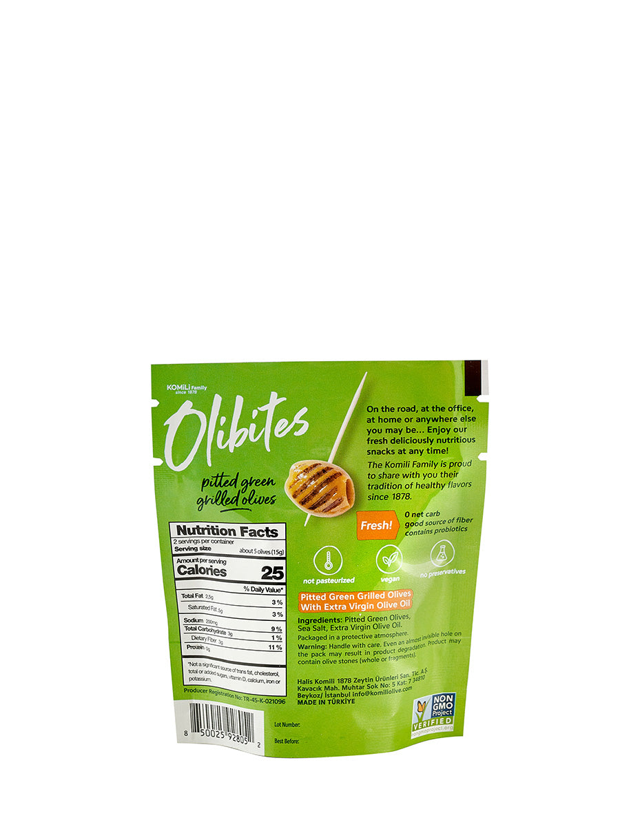 Olibites Pitted Green Grilled Olives 1 oz (Pack of 10)