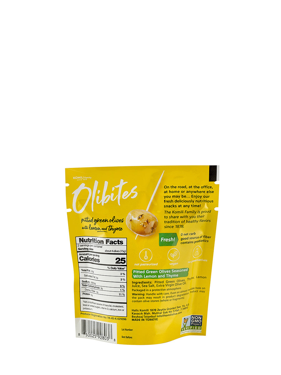 Olibites Pitted Green Olives With Lemon and Thyme 1 oz (Pack of 10)