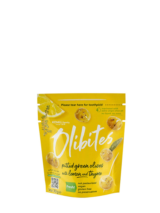 Olibites Pitted Green Olives With Lemon and Thyme 1 oz (Pack of 10)