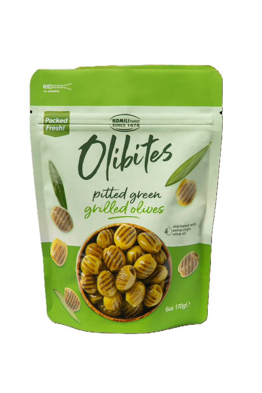 Olibites Pitted Green Grilled Olives 6 oz