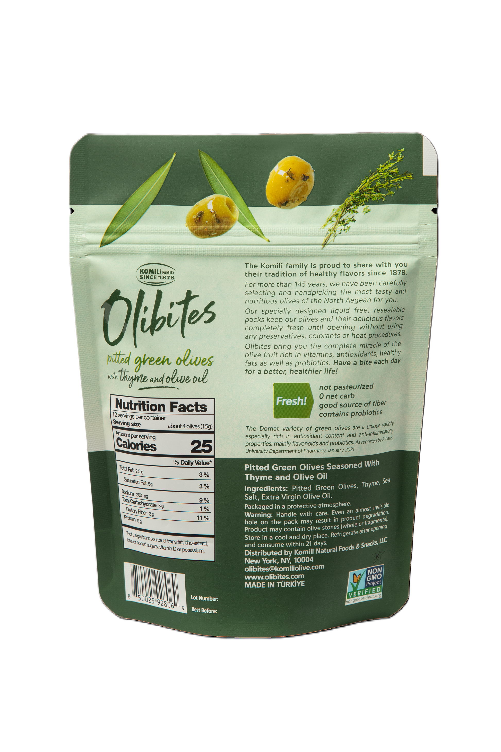 Olibites Pitted Green Olives With Thyme & Olive Oil 6oz Olibites Pitted Green Olives With Thyme & Olive Oil 6oz