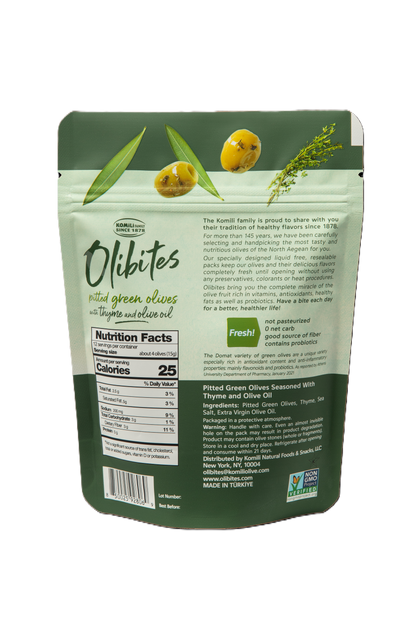 Olibites Pitted Green Olives With Thyme & Olive Oil 6 oz
