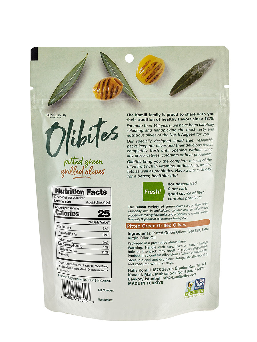 Olibites Pitted Green Grilled Olives 6 oz