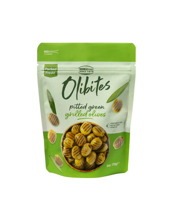 Olibites Pitted Green Grilled Olives (6 oz)