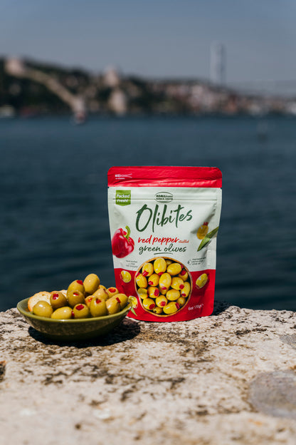 Olibites Red Pepper Stuffed Green Olives 6 oz