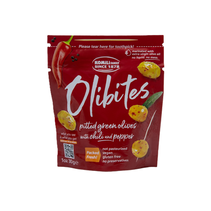 Olibites Pitted Green Olives With Chili and Pepper 1 oz