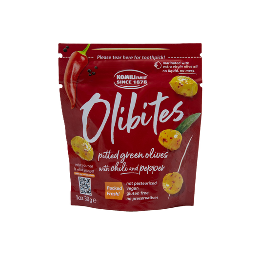 Olibites Pitted Green Olives With Chili and Pepper 1 oz