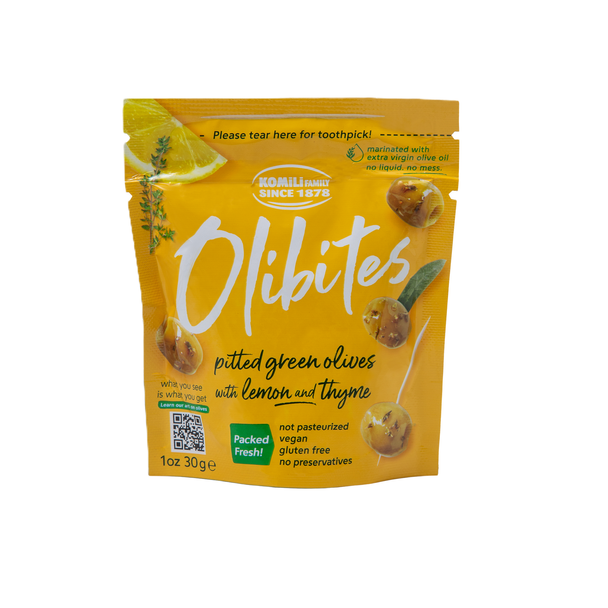 Olibites Pitted Green Olives with Lemon and Thyme Olibites Pitted Green Olives with Lemon and Thyme