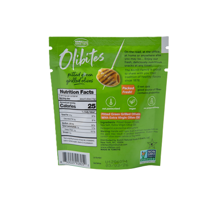 Olibites Pitted Green Grilled Olives 1 oz