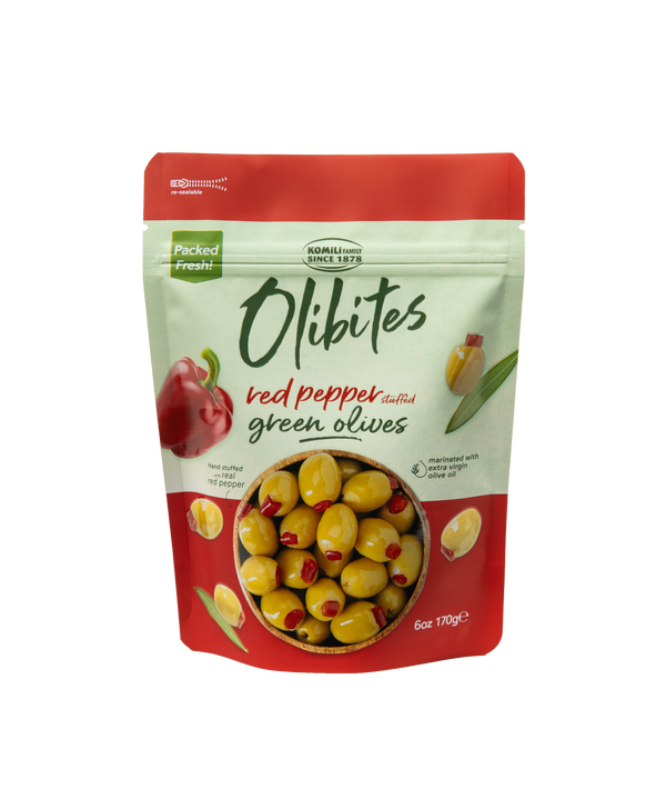 Olibites Red Pepper Stuffed Green Olives (6 oz)