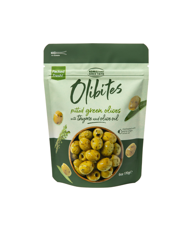 Olibites Pitted Green Olives With Thyme & Olive Oil (6 oz)
