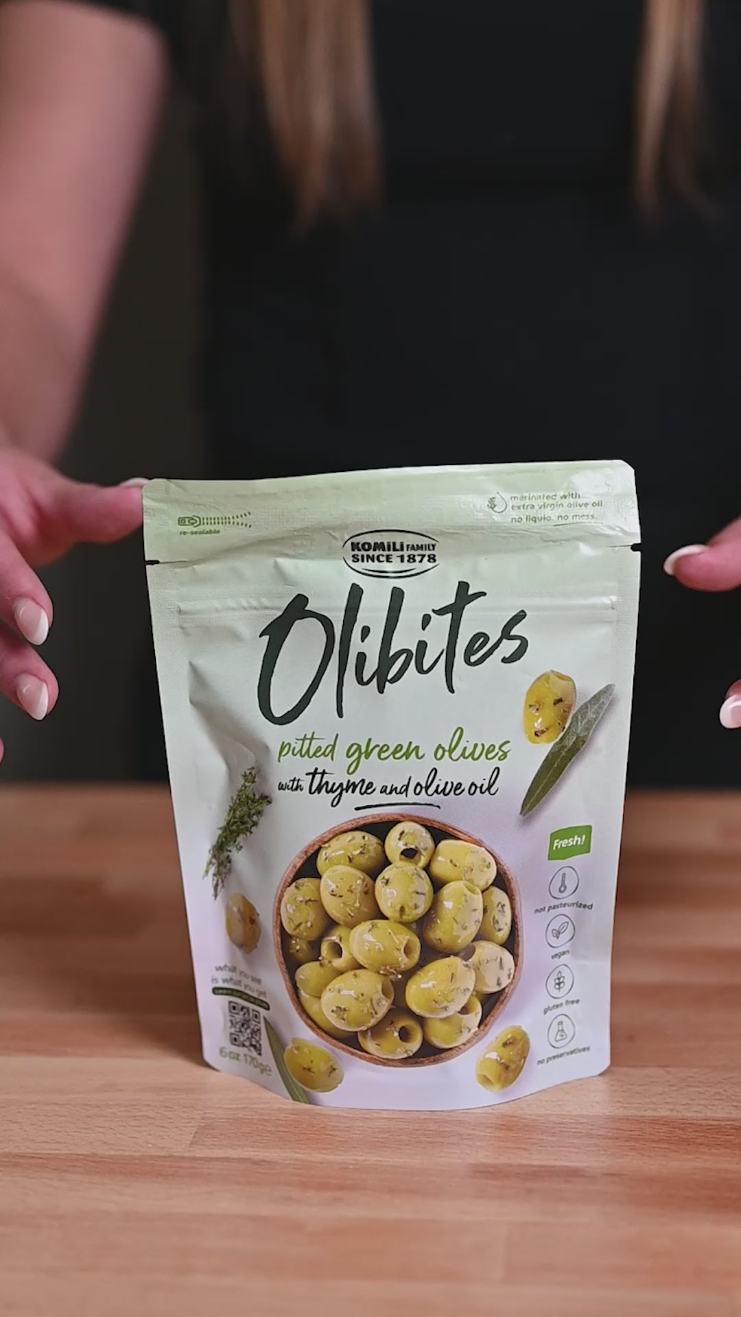 Olibites Pitted Green Olives With Thyme & Olive Oil