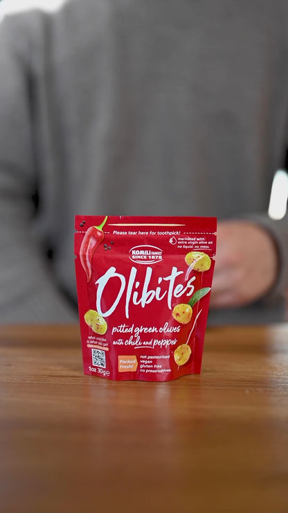Olibites Pitted Green Olives With Chili and Pepper 1 oz