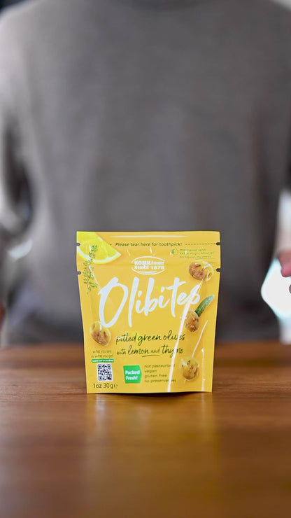 Olibites Pitted Green Olives With Lemon and Thyme 1 oz